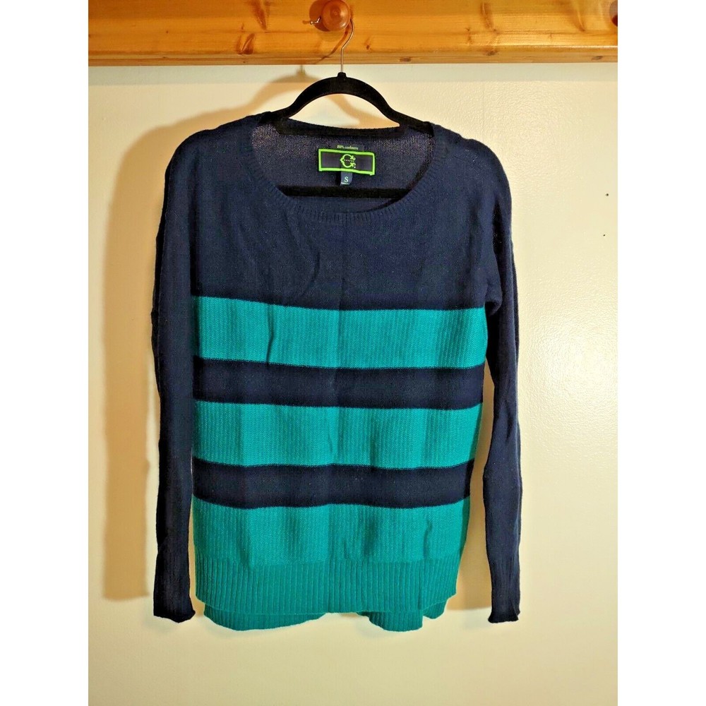 C Wonder Women's S Cashmere Sweater Blue Teal Long Sleeve Soft Basic